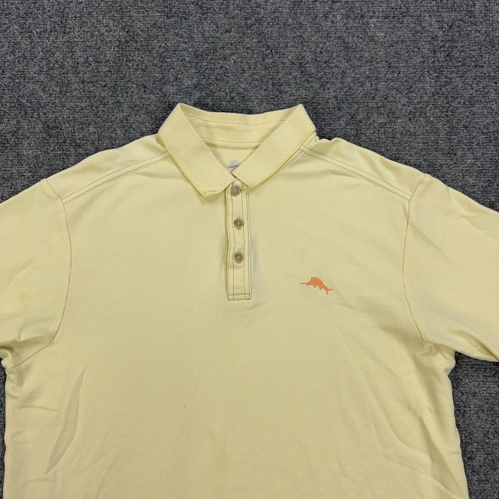 Tommy Bahama Polo Shirt Mens L Yellow 62% Pima Cotton 38% Polyester Tagless - Picture 2 of 9